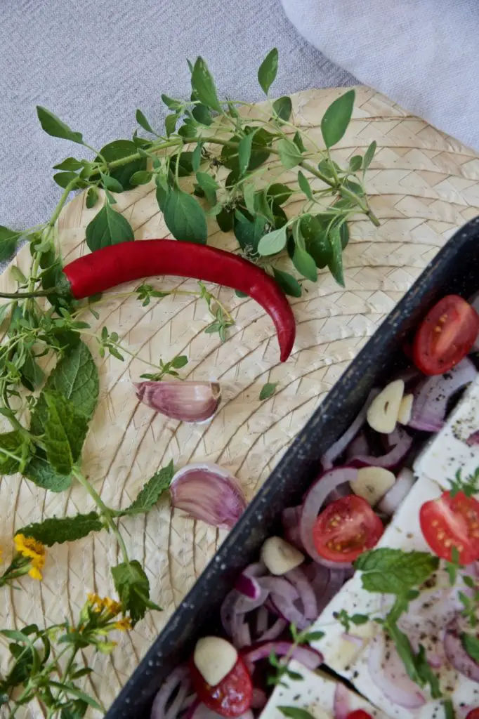 Gegrillter Feta mit Tomaten und Kräuter