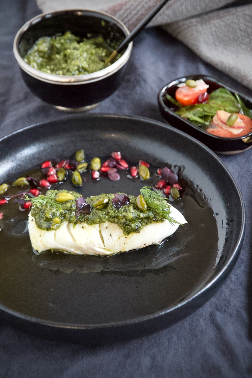 Skreifilet mit Pistazien-Pesto